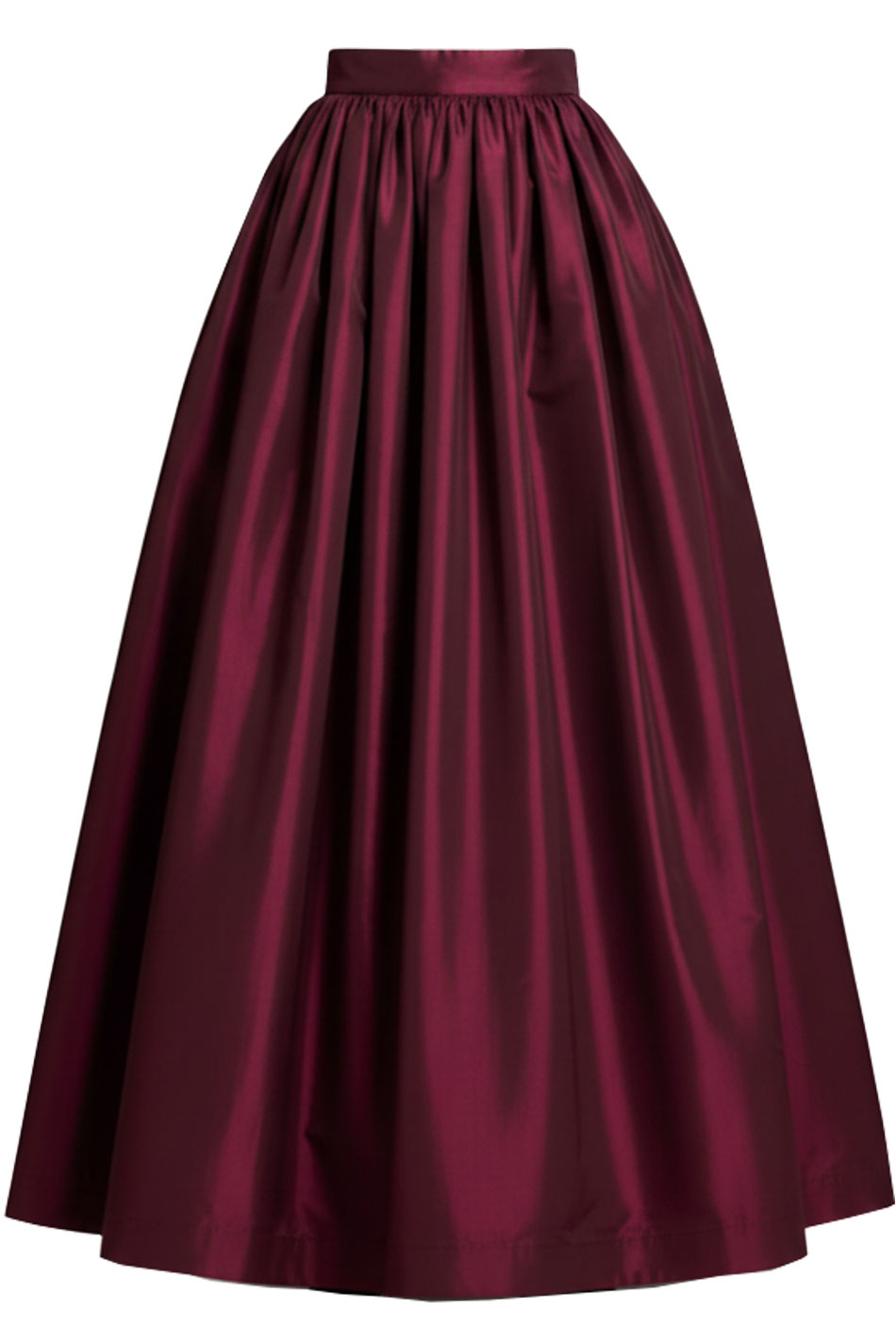 Spódnica długa z tafty marszczona bordowa