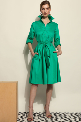 Sukienka szmizjerka SOLAR zielona by Kasia Miciak