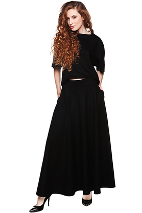 Spódnica z półkola wełniana czarna by VerityHunt