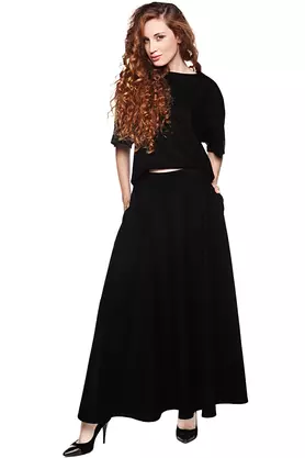 Spódnica z półkola wełniana czarna by VerityHunt
