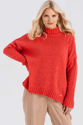Sweter wełniany golf Mika Look 175 koralowy by LOOK made with Love