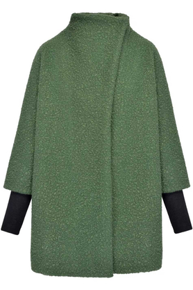 Płaszcz wełniany z bukli zielony by BUBALA
