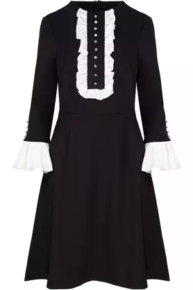 Sukienka z żabotem czarna by VerityHunt