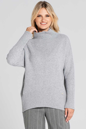 Sweter wełniany z kaszmirem Saar Look 263 szary jasny by LOOK made with Love 