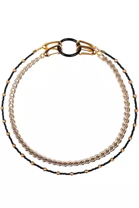 Naszyjnik podwójny łańcuch perełki jasne złoto by KOD