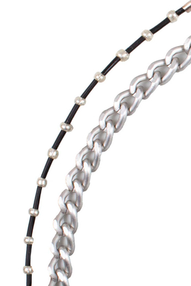 Naszyjnik podwójny łańcuch perełki srebrne by KOD