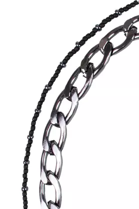 Naszyjnik podwójny łańcuch perełki stalowe by KOD