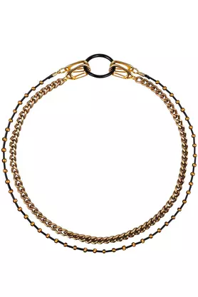 Naszyjnik podwójny łańcuch perełki stare złoto by KOD