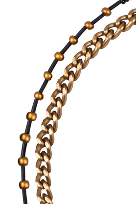 Naszyjnik podwójny łańcuch perełki stare złoto by KOD