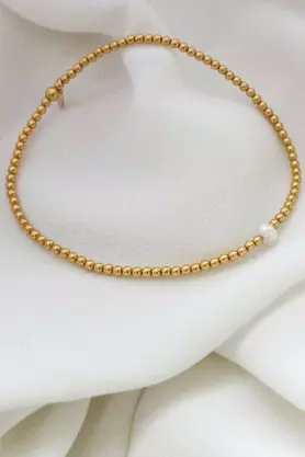 Bransoletka srebrna złocona z perłą by La Tienne