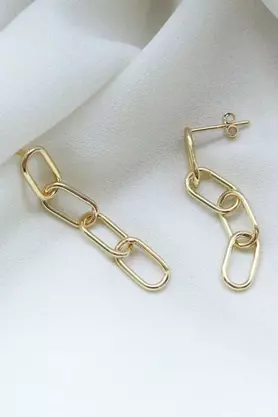 Kolczyki srebrne złocone łańcuchy by La Tienne
