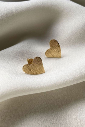 Kolczyki srebrne złocone szczotkowane serca by La Tienne