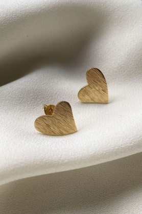 Kolczyki srebrne złocone szczotkowane serca by La Tienne