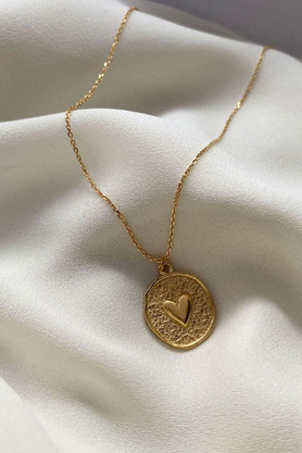 Naszyjnik srebrny złocony nieregularna blaszka z sercem by La Tienne