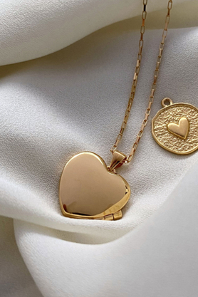 Naszyjnik srebrny złocony serce sekretnik puzderko by La Tienne