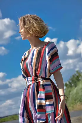 Sukienka maxi w kolorowe paski by Kasia Miciak