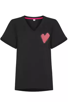 T-shirt bawełniany Serce czarny by YOU by Tokarska