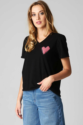T-shirt bawełniany Serce czarny by YOU by Tokarska
