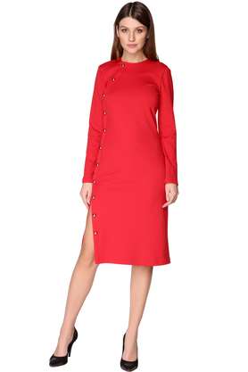 Sukienka z rozcięciem czerwona by VerityHunt