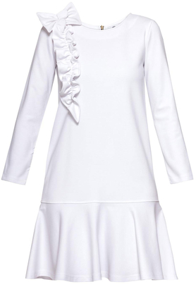 Sukienka z falbaną i aplikacją biała by Yuliya Babich