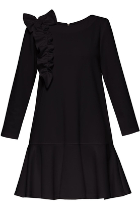 Sukienka z falbaną i aplikacją czarna by Yuliya Babich