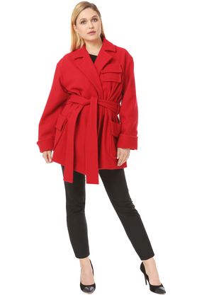 Płaszcz wełniany z kieszeniami czerwony by VerityHunt